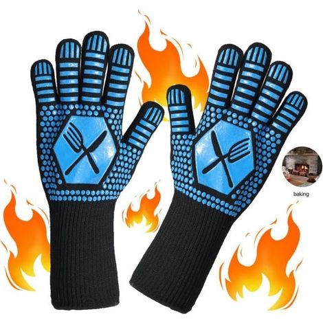 Hitzebeständige, rutschfeste und brandsichere Küchenhandschuhe für Grill, Ofen und Mikrowelle. (1/4)