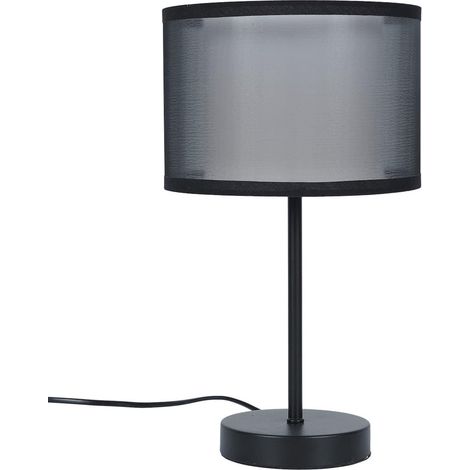 Lampe à poser en métal noir avec double abat-jour (H31,5cm) (1/5)