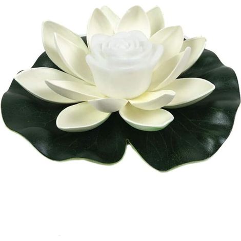 YMYNY Lampe LED flottante en forme de lotus, lotus artificiel flottant, lampe LED de jardin et de piscine étanche adaptée à l'étang, à la piscine, au jardin, à la fête, à la décoration d'aquarium 18 c