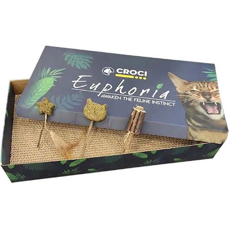 Tiragraffi in cartone con giochi in Catnip Euphoria per gatti (1/2)