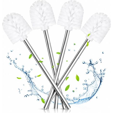 4 Pièces Brosse de Toilette Blanche Brosse WC INOX Balai Toilette WC (1/5)