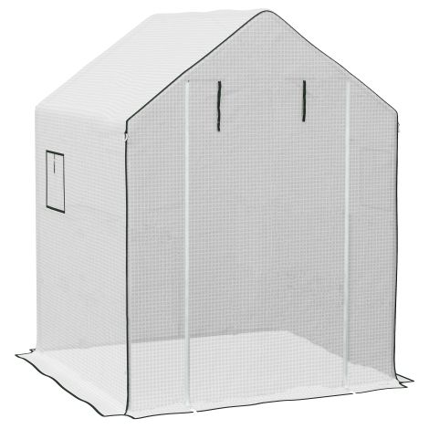 Film de remplacement blanc pour serre 140 x 143 x 190 cm avec protection UV, fenêtres latérales et porte sectionnelle, bâche de rechange PE pour serre à tomates – 1 pièce, livraison sur site (1/5)