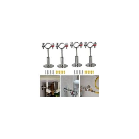 4-teiliges Set verstellbarer Edelstahl-Rohrschellen zur Wandmontage, robust und stabil für Rohre mit 32–34 mm Durchmesser, zur Befestigung von Rohren, Schläuchen, Stangen usw. – Crezuo
