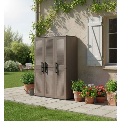Armadio da Esterno - 3 Ripiani Apertura Battente, Grigio, -, 102x37x163h cm Shenzhen