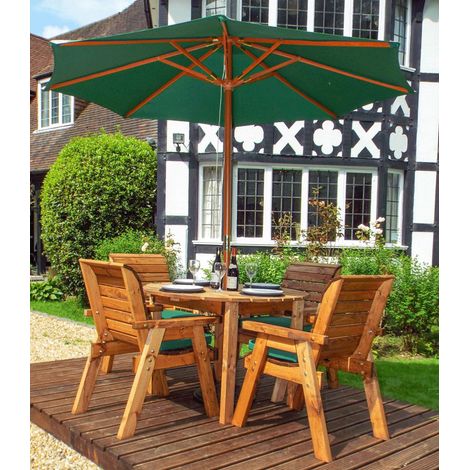 Four Seater Round Table Set with Cushions - W230 x D230 x H98 - Fully Assembled - Grey (1/4)
