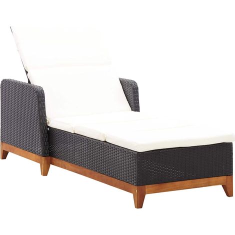 vidaXL Tumbona de ratán sintético y madera maciza de acacia negro (1/5)
