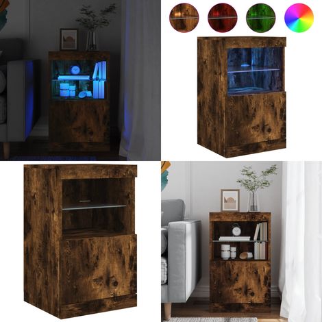Buffet avec lumières LED chêne fumé 41x37x67 cm - Buffet Design Moderne - Meuble Rangement - Luminaire Led Rgb - Décoration Intérieur - Mobilier Salon - Home & Living (1/5)