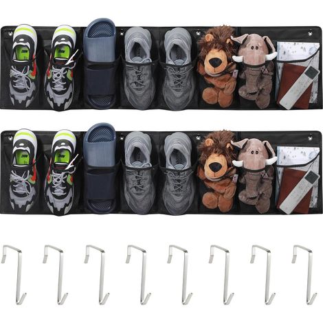 Hängender Schuhaufbewahrungsbeutel aus Vliesstoff mit 8 Fächern (8 schwarze, 2 Stück) (1/5)