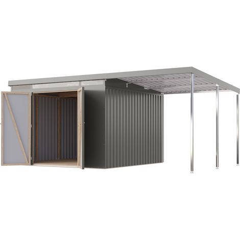 GH Iridium 3,5 graualuminium 289x289x213 mit Anbaudach 2 m