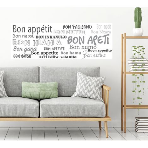 Sticker Autocollant Bon Appétit 19 Langues 68x24cm - Décoration Murale Intérieure pour Cuisine, Salle à Manger, etc. (1/2)