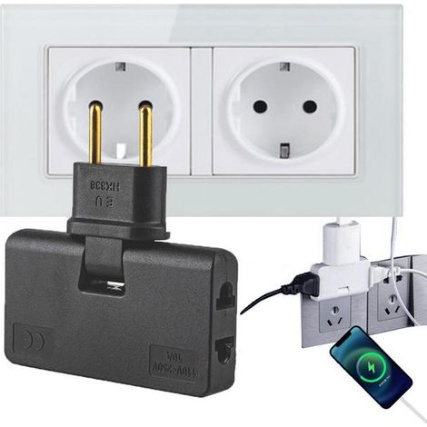 Drehbarer europäischer Standardsteckeradapter 3-in-1 180-Grad-Verlängerungsstecker schwarz M (1/5)