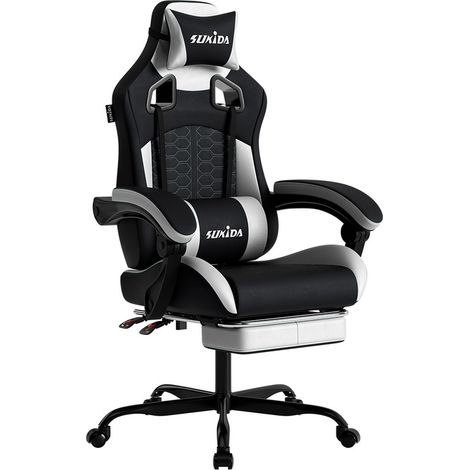 Chaise gaming ergonomique réglable et pivotante – Avec appui-tête et support lombaire, pour bureau et salon (1/5)