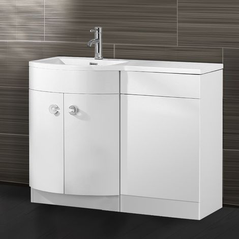 Dene LH 1100mm Vanity Basin Unit White (1/5)