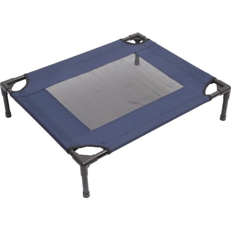 Pawhut – Lit sur pieds pour chien chat – Textilène micro-perforé – Châssis métal époxy – 76x61x18cm – Bleu marine noir