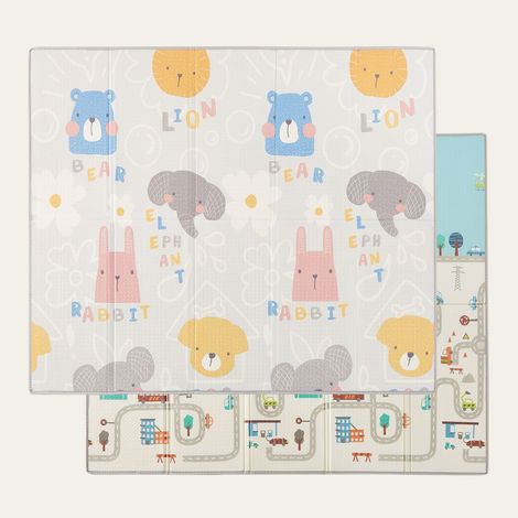 CASABEL Tapis d’Éveil Bébé 180×150 cm, Pliable, Motifs animaux
