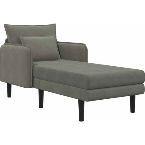 Grande méridienne Gris clair Tissu en velours côtelé vidaXL (1/5)