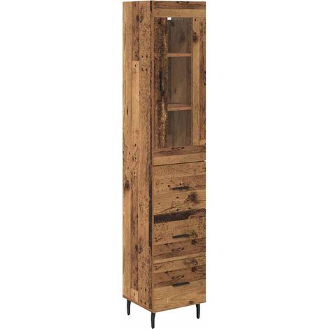 Buffet Haut Armoire Bois Ancien 34,5 x 34 x 180 cm Bois d'ingénierie (1/5)