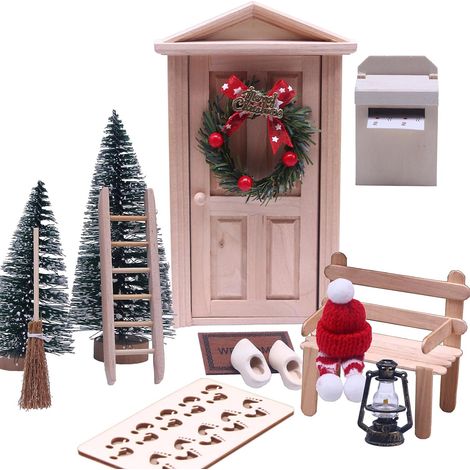 Set Decoration Salle De Bain Noel - Couvre Siege Toilette Tapis Couvre Citerne Boite A Mouchoirs - Theme Nain Porte Arbre Boule - 4 Pieces (1/5)