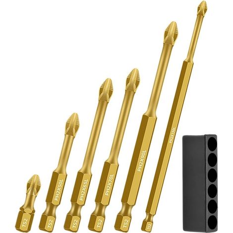 Embouts de tournevis magnétiques haute résistance, forets antidérapants S2, ensemble multifonctionnel de 6 pièces, outils portables pour le travail du bois, l'automobile, la plomberie, l'électricité e (1/5)