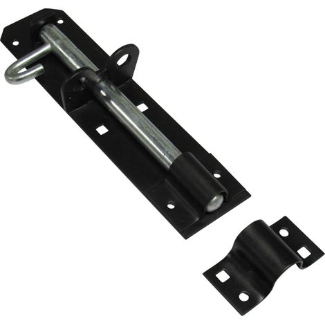 Heavy Duty Brenton Pad Bolt - 6" Black (Sliding Gate Latch Lock Garage Door Security)