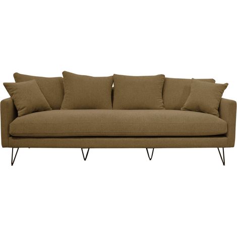 Canapé convertible 4 places en tissu pieds épingles noirs - Caramel chiné - Villabon (1/5)