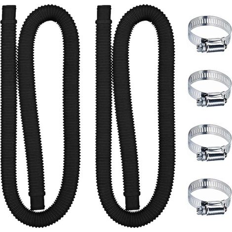 Tuyau de piscine en deux sections, tuyau de remplacement pour piscine, pompe de filtration avec 4 colliers métalliques, tuyau de remplacement pour piscine enterrée (1,5 mètre). (1/5)
