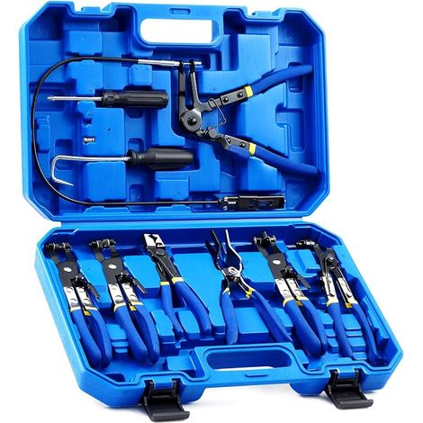 Orion Motor Tech Coffret de 9 Pinces à Collier Durite, Kit de Pinces pour Collier de Serrage Carburant, Huile & Eau avec Pince à Câble Flexible et Pince à Clips Clic-R pour Voitures, Camions & Motos