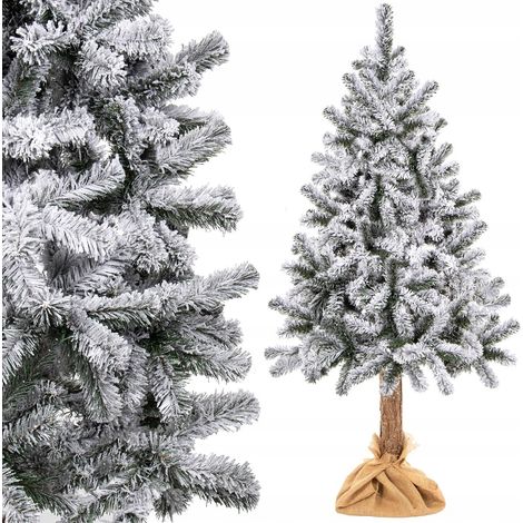 ALBERO DI NATALE ARTIFICIALE SU TRONCO ABETE INNEVATO 220 cm DENSO COME UNO VERO + GRATIS