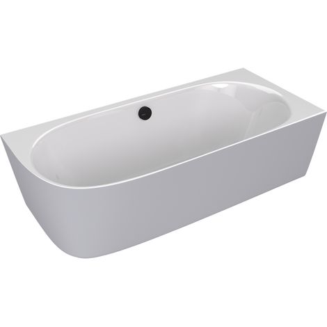 SUSSI R baignoire sur pied d'angle, marbre coulé 160x70x49,5cm, blanc/gris mat (1/2)
