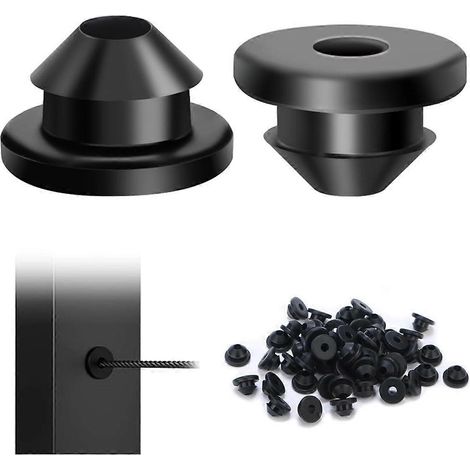 Manchon de protection pour câble en acier inoxydable avec œillet en caoutchouc noir, 229,63 g (1/4)