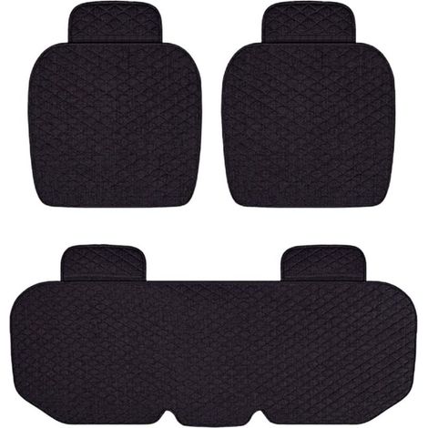 Ensemble de 3 coussins de siège de voiture, antidérapants, respirants, coussins de siège de voiture, protecteurs de siège de voiture pour toutes les voitures, noir (1/5)