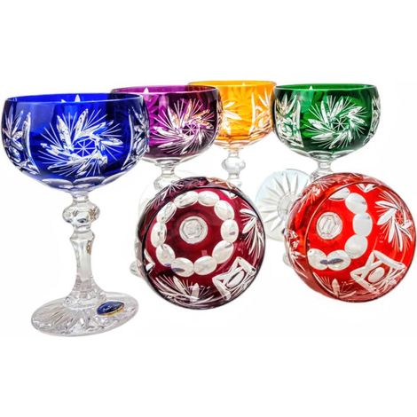 Verres à champagne en cristal coloré 150 ml, broyeur à olives (1/5)