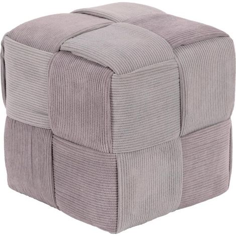 Pouf Brady aus grauem Cord mit 38x38x38 cm