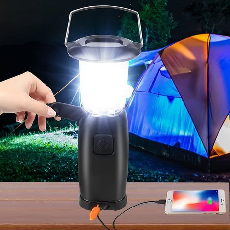 Solarbetriebene Campinglampe mit Handkurbel, LED-Taschenlampe, Dynamolampe, Powerbank, 3 Helligkeitsstufen (1/5)