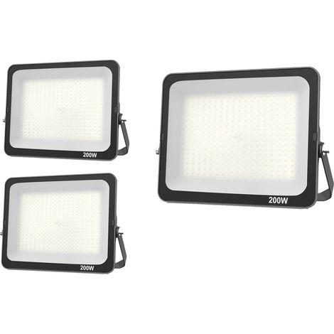 3pcs Projecteur LED 200W, Superlumineux LED Projecteur Blanc Froid 6500K, Projecteur LED Exterieur IP66, Spot Exterieur Floodlight pour Jardin Stade Garage entrepôt Magasin Atelier Dépôt
