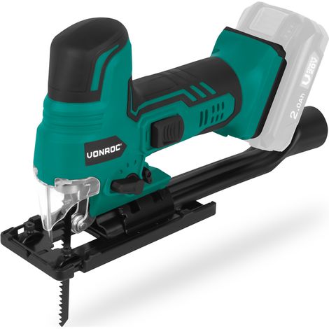 VONROC Sierra de calar VPower 20V - Empuñadura ergonómica - Velocidad y ángulo de corte ajustables - Excl. batería y cargador rápido - 2 hojas de sierra
