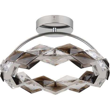 Deckenleuchte Deckenlampe Wohnzimmerlampe LED Rauchoptik Chrom Metall H 37 cm (1/5)