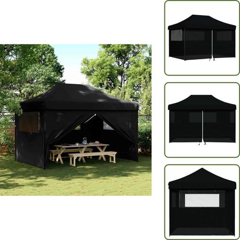 Tente de réception pliable escamotable 4 parois latérales noir - Tents Gazebos - Abri Extérieur - Chapiteau Pliable - Tente Événement - Tente Fete (1/5)