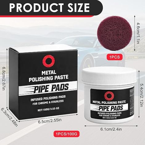 Pâte à Polir les Métaux,Kit avec Tampon Polissage (1/4)