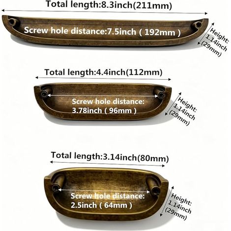 Lot de Poignées de meuble Poignées de Coquille Vintage 96mm ,Poignée de placard Laiton Brossé, Poignée de Tiroir Semi-circulaires (Bronze) (1/2)