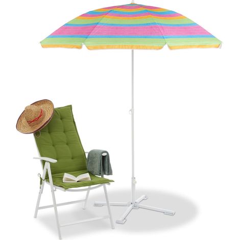 Relaxdays Ombrellone da Spiaggia & Giardino, Altezza Regolabile, Allungabile, Telo anti UV 50+, 200x170 cm, Colorato (1/5)