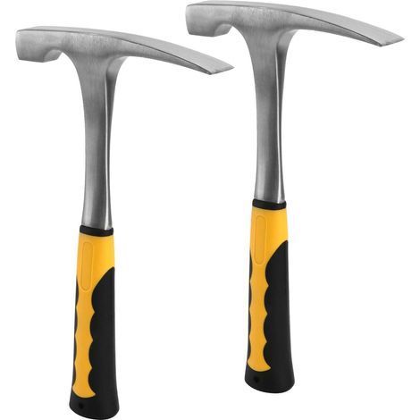 Lot de 2 marteaux de pioche, 453,6 g en acier au carbone avec poignée antidérapante en TPE, marteau de géologie forgé de 30,5 cm avec pointe plate et pointue (1/5)