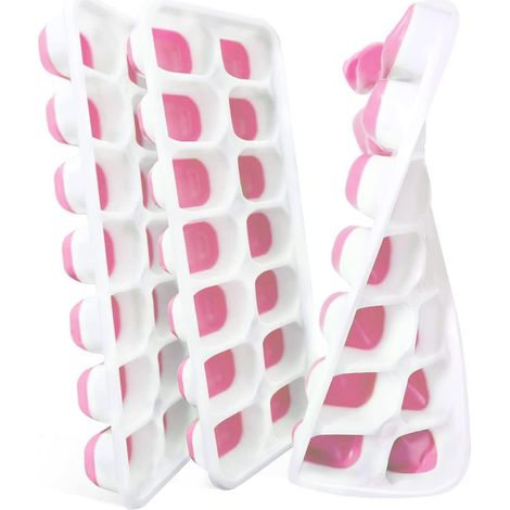 Bac à glaçons en silicone avec couvercle, lot de 3, sans BPA, moule à glaçons en silicone pour bière, cocktails, whisky et autres boissons. (1/5)