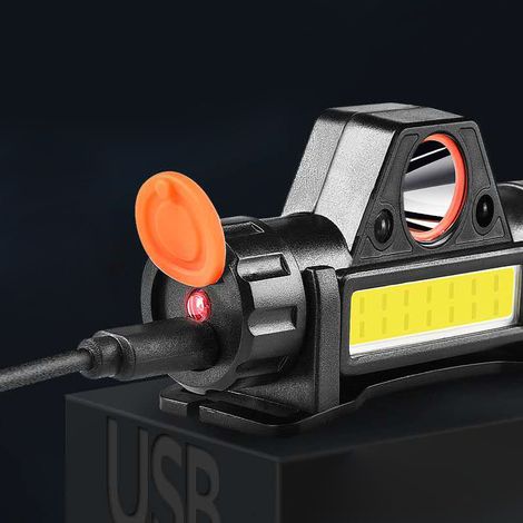 Lampe frontale multifonctionnelle rechargeable par USB, puissante, avec aimant et LED, idéale pour le camping et la pêche (modèle 101). (1/5)