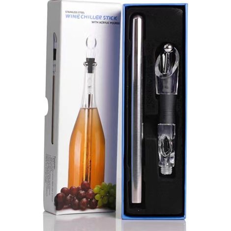 Refroidisseur de vin 3 en 1 avec aérateur et verseur, en acier inoxydable, compatible avec les équipements de bar à vin rouge et à champagne - FA-AquaForge