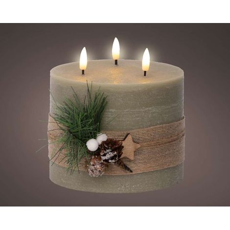 Lumineo LED Candela - Decorazione Foglie Verde - Timer 230h - 15cm