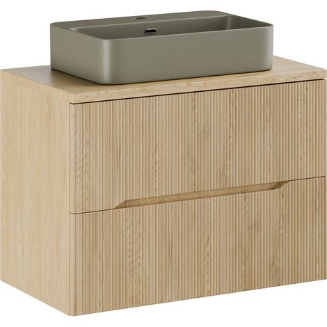 Meuble suspendu sous vasque 80 cm NORDIC chêne cremona avec plan et vasque TRUST (1/5)