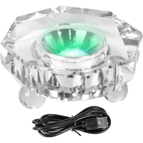 Base lumineuse LED en cristal, multicolore avec 4 perles LED, base d'affichage automatique, 7 couleurs, support d'affichage alimenté par USB pour cristaux 3D art du verre (octogone) (1/5)