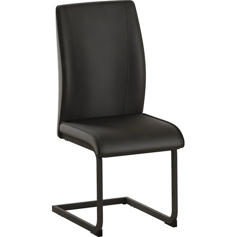 Set de 2 sillas de comedor en PU negro con patas de metal, respaldo ergonómico (1/5)