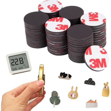 Set mit 26 selbstklebenden Magneten, Magnetpads, Magnetscheiben, starken, runden Magneten, Magneten für Kühlschränke und Tafeln (1/4)